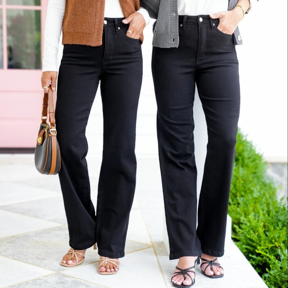 Judy Blue High Rise Black Tummy Control Classic Straight Leg Jeans 1/25